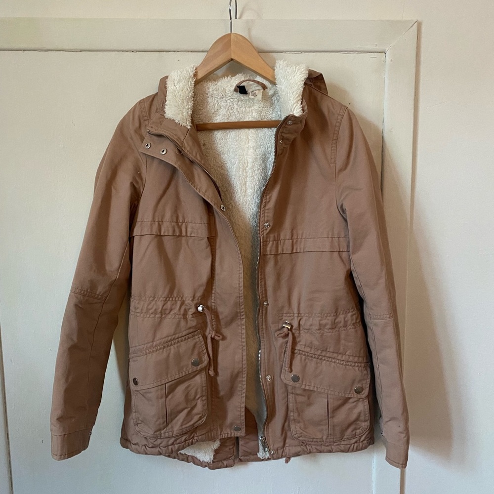 H&M salmon/pink puffer coat small